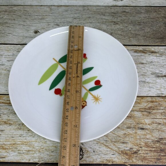 Rachael Ray HOLIDAY HOOT Christmas Tree Owl Stars Porcelain Salad Plates Set 4 - Picture 11 of 16
